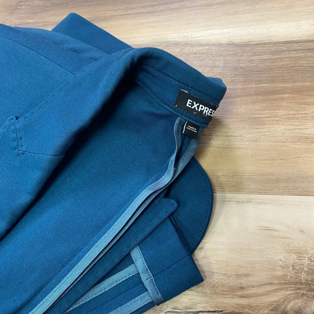 Express Suit 42L 34W Slim Fit 2-Piece Cotton Blend Stretch Teal Blue Modern